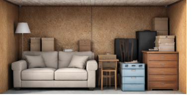 Furniture from a 1-bedroom house stored neatly in a Bellwoods storage bay